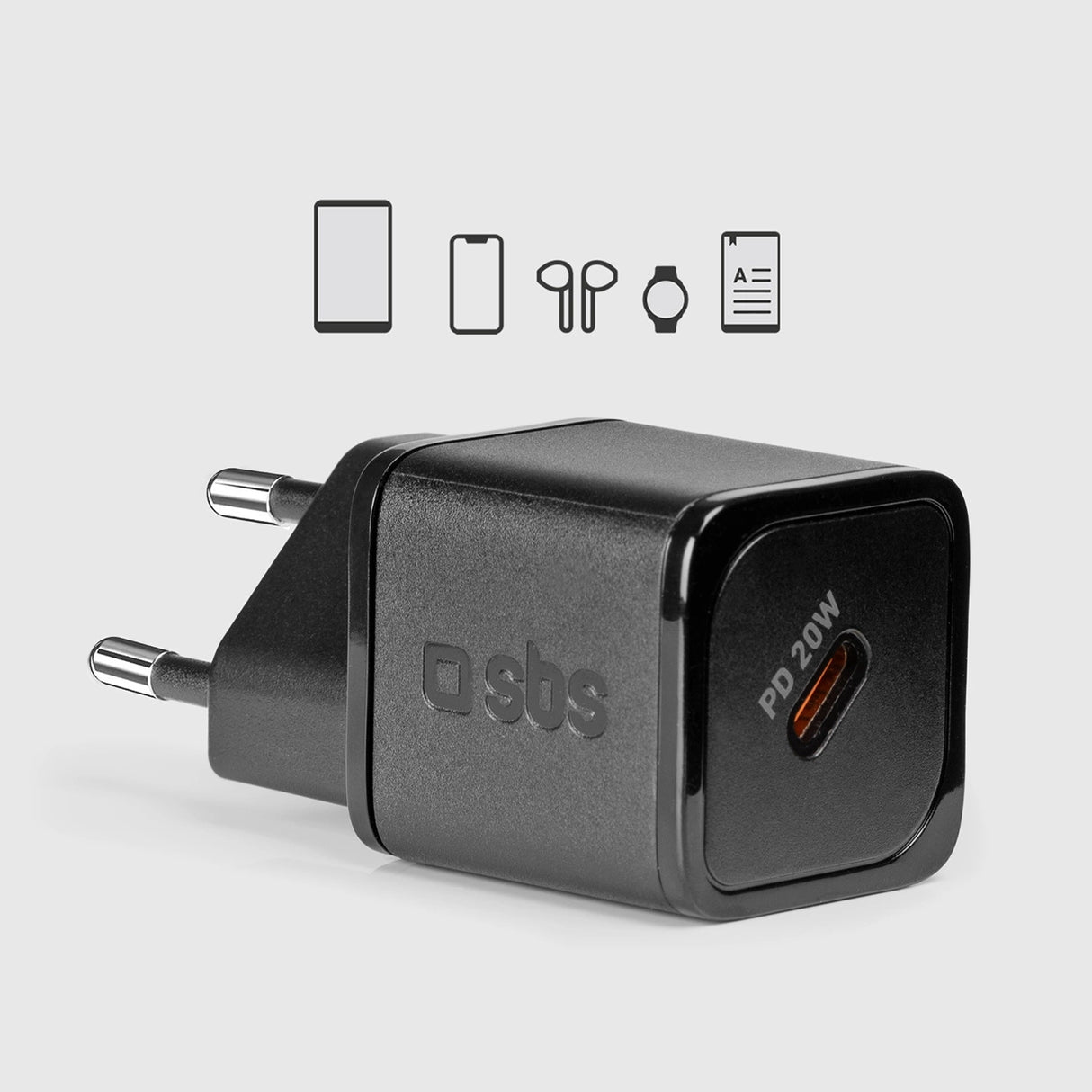 SBS TETRGAN1C20K 20W GaN USB-C Wall Charger med Power Delivery - sort