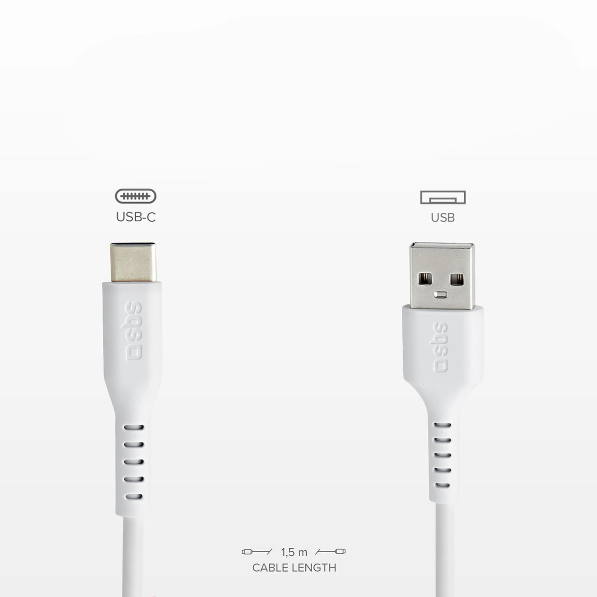 SBS TECLEMICROC15W USB-A - USB-C Kabel 1,5 m - Hvid