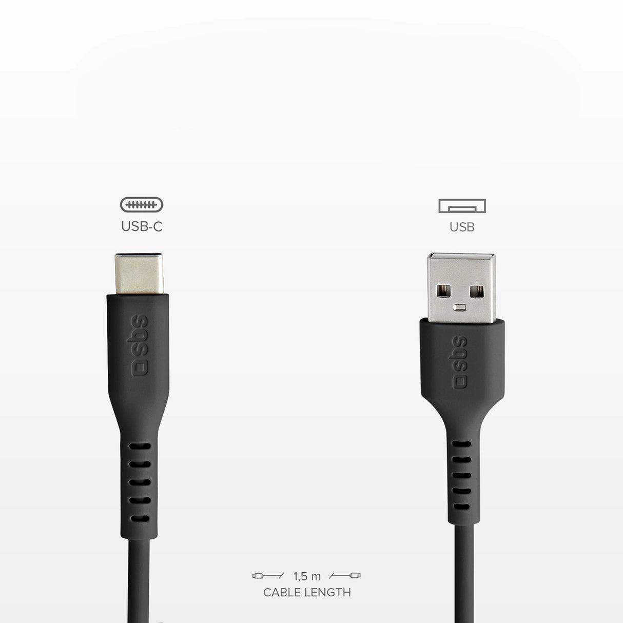 SBS TECLEMICROC15K USB-A - USB-C Kabel 1,5 m - sort