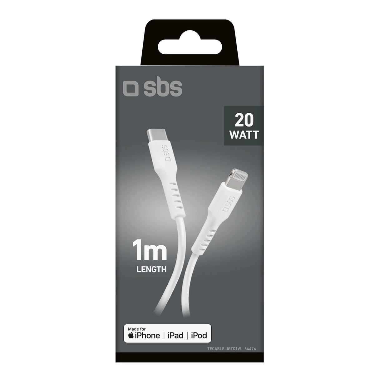 SBS TECABLELIGTC1W USB-C - Lightning Cable MFi Certified, 1m - Hvid