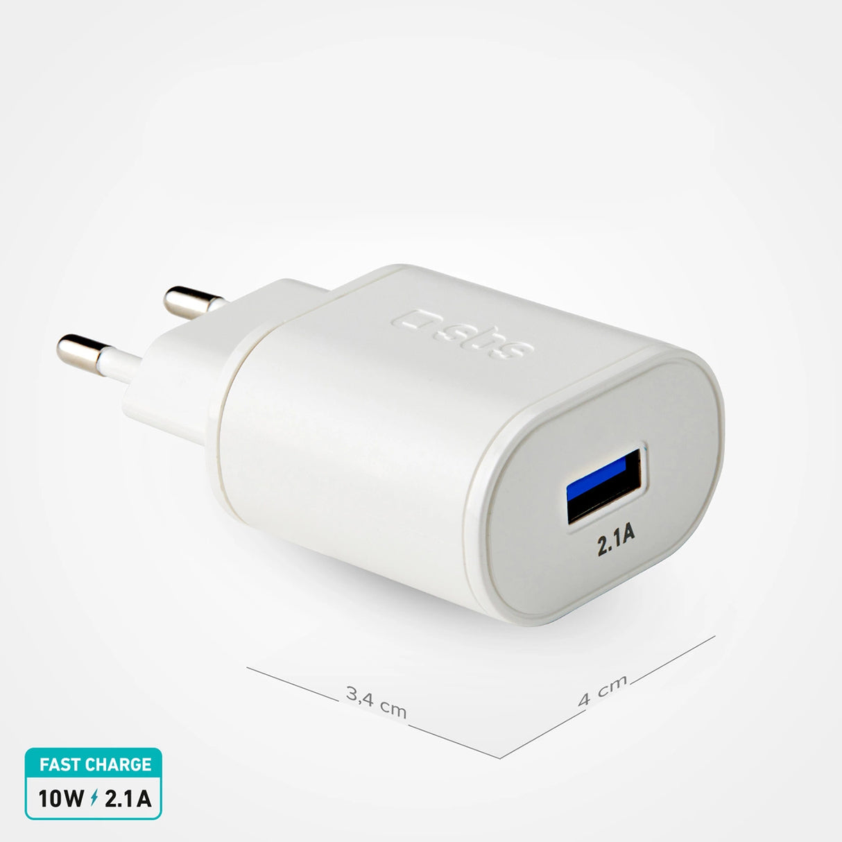 SBS TETR1USB2AWFAST 10W USB-A Wall Charger - hvid