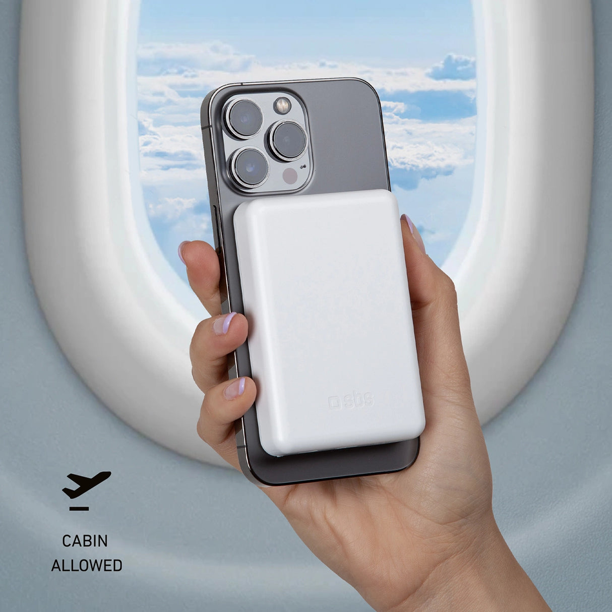 Powerbank SBS TEBB5000MAG1CW 5000 mAh USB-C, MagSafe kompatibel - hvid