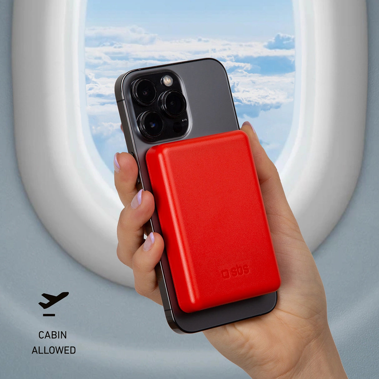 Powerbank SBS TEBB5000MAG1CR 5000 mAh kompatibel med MagSafe - rød