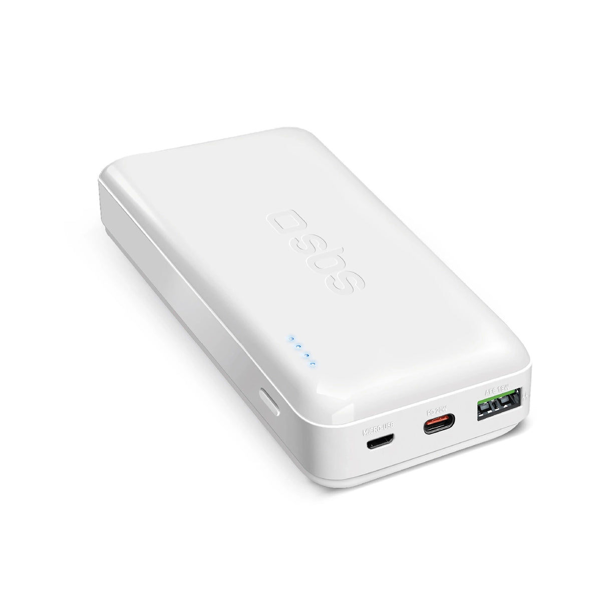 Powerbank SBS TTBB20000PD20W 20000 mAh 20W Power Delivery med MicroUSB, USB-C, USB-A - hvid