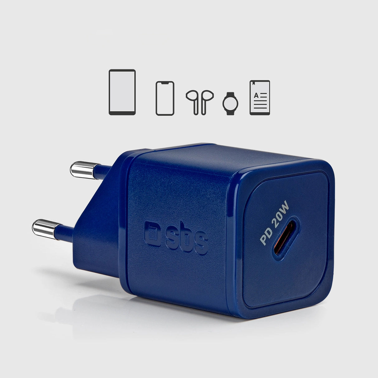 SBS TETRGAN1C20B 20W GaN Wall Charger med Power Delivery - Blå