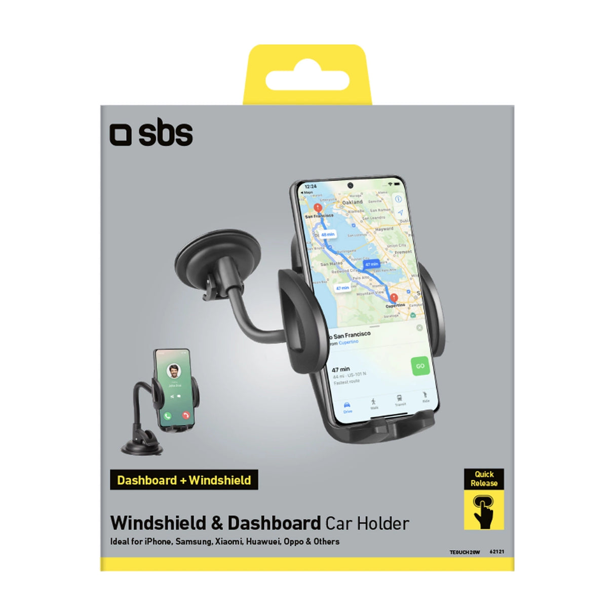 SBS TE0UCH20W Smartphone Holder til 6.8" på Glass - sort