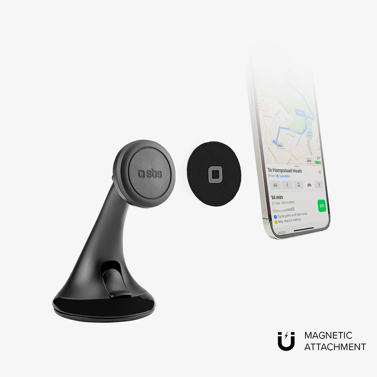 SBS TESUPPWINDWIDEK MagSafe-kompatibel smartphoneholder til instrumentbrættet/forruden - sort