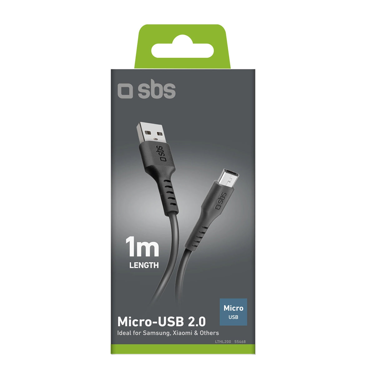 SBS LTHL200 USB-A - Micro-USB-kabel 1m - sort