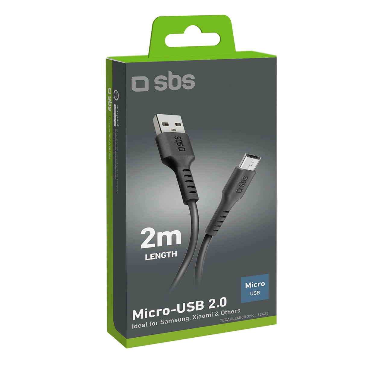 SBS TECLEMICRO2K USB-A - Micro-USB-kabel 2 m - sort