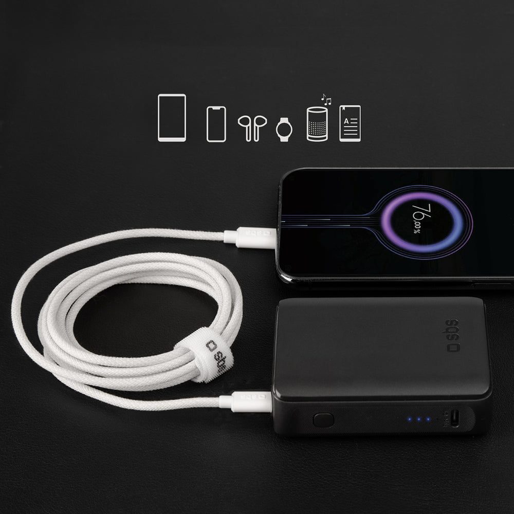 SBS TECABLETISSUETCCG USB-C - USB-C 1,5 m 60W flettet kabel - grå