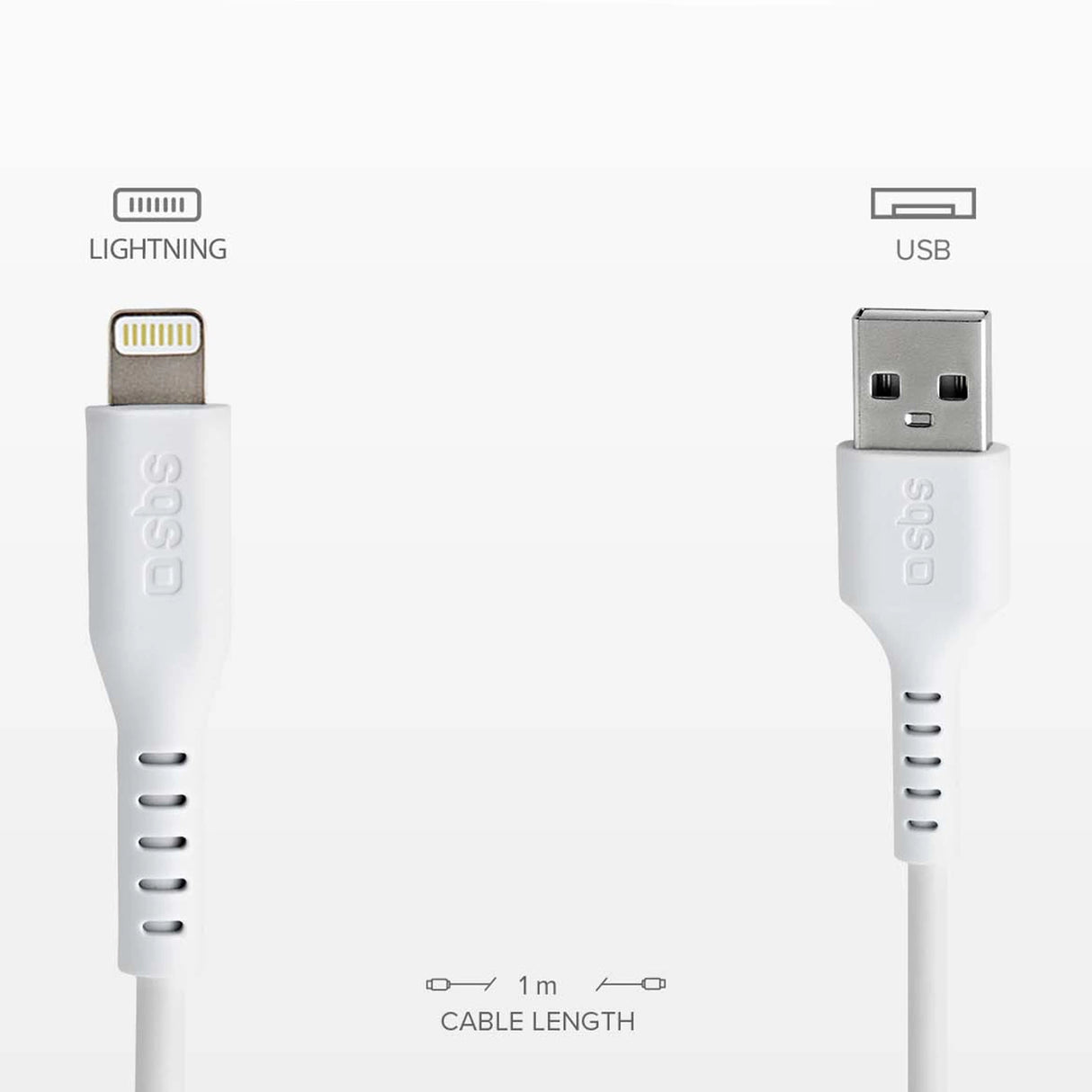 SBS TECABLEUSBIP589W USB-A - Lightning Cable - Hvid