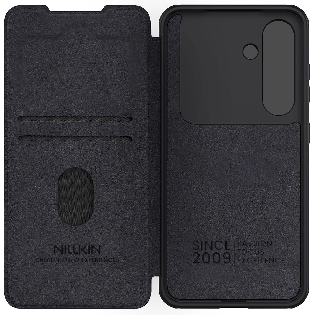 Nillkin Qin Pro Case til Samsung Galaxy S25+ med Flip og Camera Cover - sort