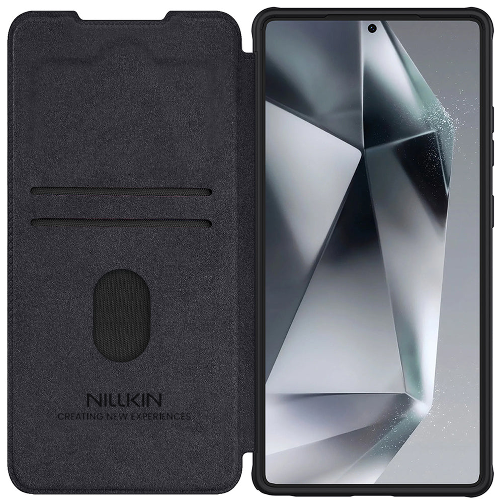 Nillkin Qin Pro Case til Samsung Galaxy S25 Ultra med Flip og Camera Cover - sort