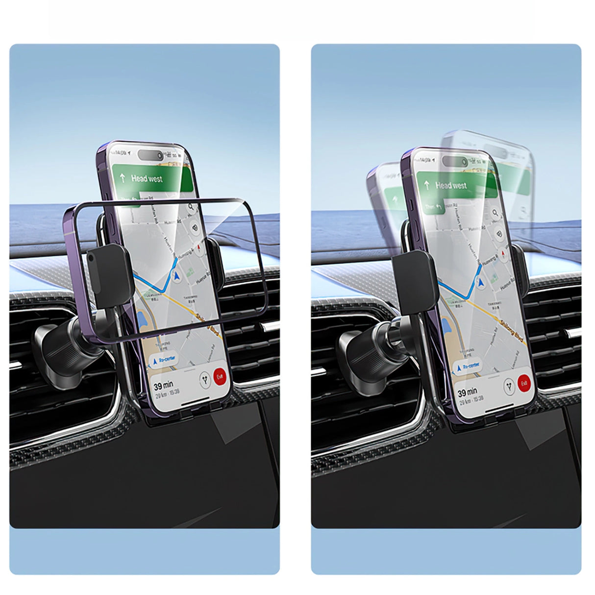 Wozinsky WEDZ-3Y8S klemme bilholder med 15W induktiv oplader til telefon på luftventilen - sort