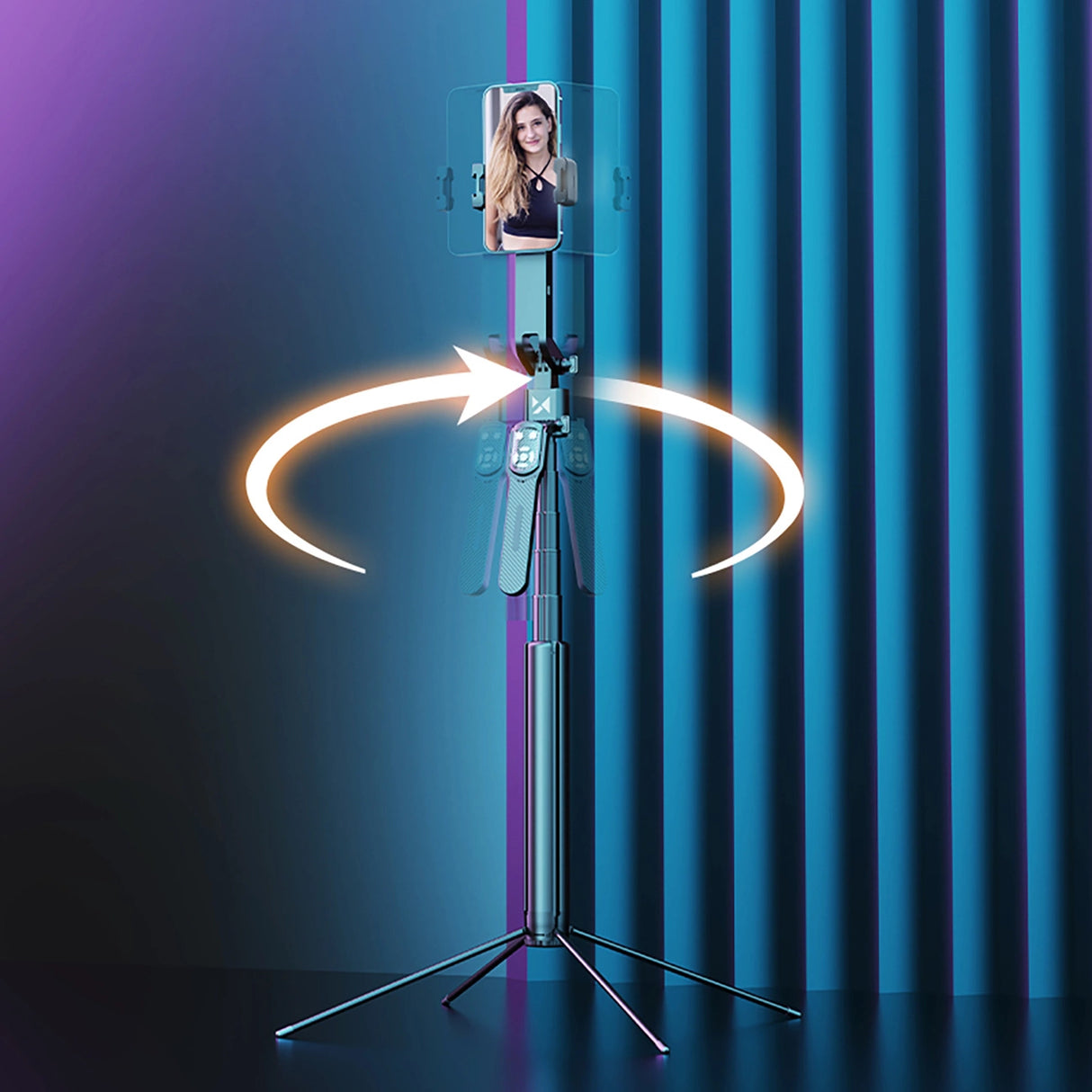 Wozinsky WST-360YS Selfie Stick med Tripod-funktion med 360 ° AI Auto Face Tracking Gesture Control - sort