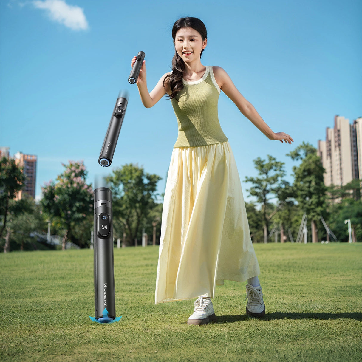 Selfie stick Wozinsky WRZP1 med automatisk udstrakte ben, stativ funktion, 1,7 m - sort