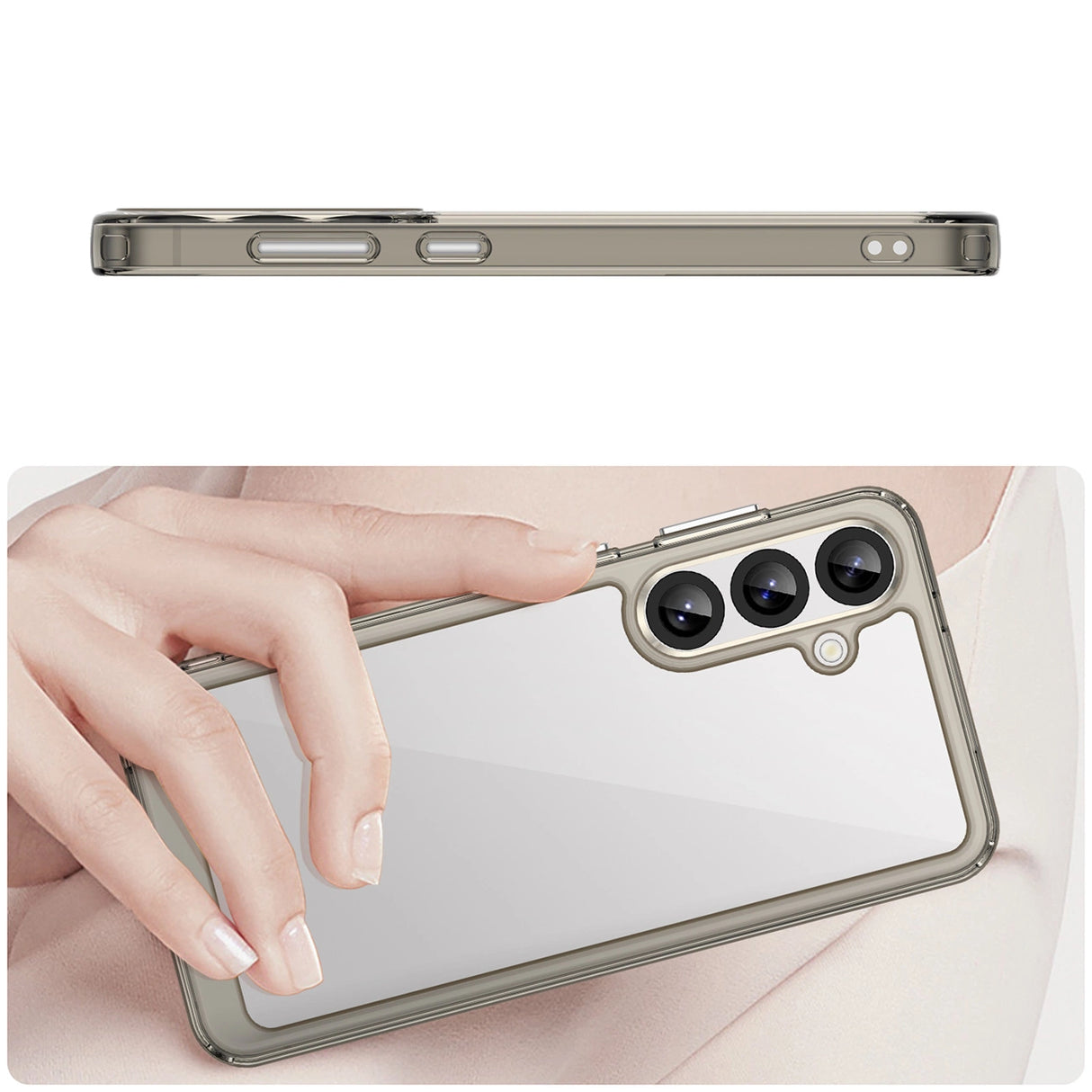 Outer Space Case for Samsung Galaxy A36 Cover med Fleksibel ramme - Halvt gennemsigtigt, sort