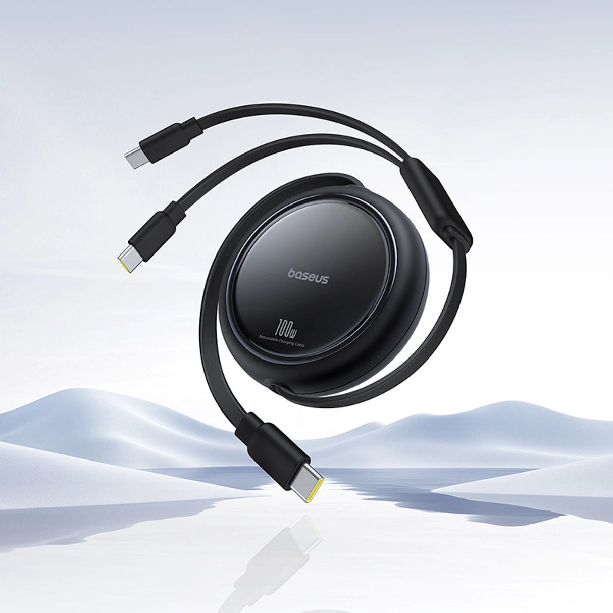 Baseus Bright Mirror-serie USB-C udtrækbar kabel - 2 x USB-C 100W 1m - sort