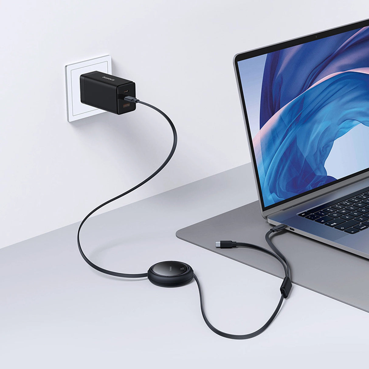 Baseus Bright Mirror-serie USB-C udtrækbar kabel - 2 x USB-C 100W 1m - sort