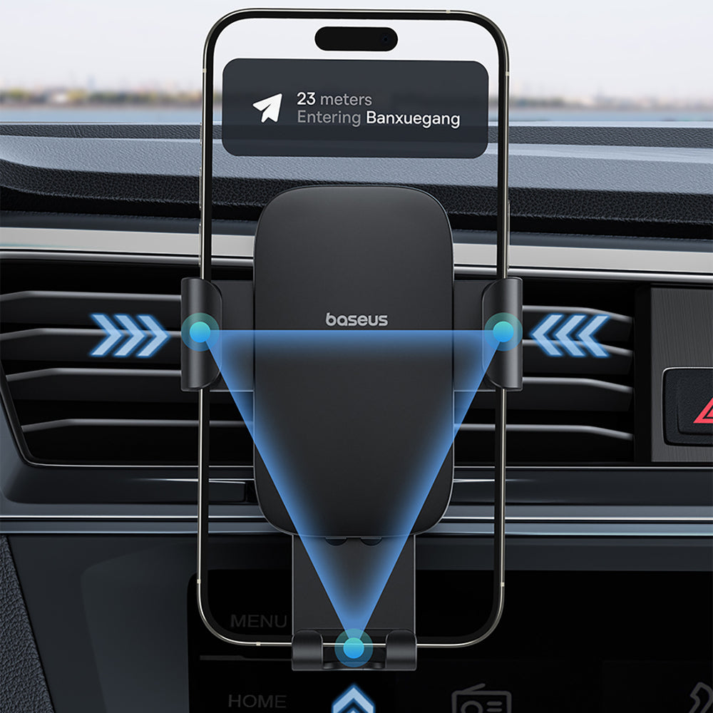 Baseus Metal Age 3 Car Phone Holder, Gravity, for Air Vent - Black