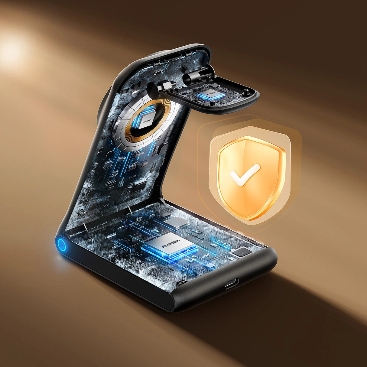 Joyroom JR-W15 trådløs oplader 3 i 1 opladningsplads med MagSafe - sort