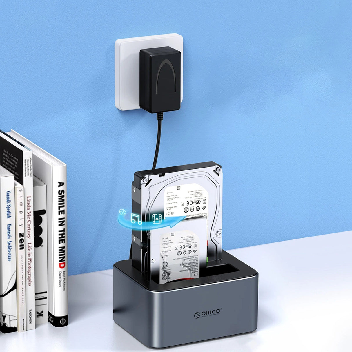 Orico 6626C3-C-V1 2-Drive Docking Station med Offline Clone Function 2.5"/3.5" SATA HDD/SSD - Grå