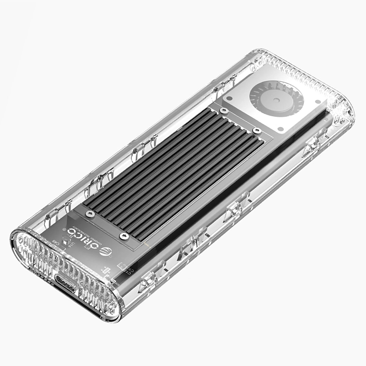 Orico TCM2-G20 M.2 NVME USB-C 3.2 20Gb/s Disk Drive - Silver/Transparent
