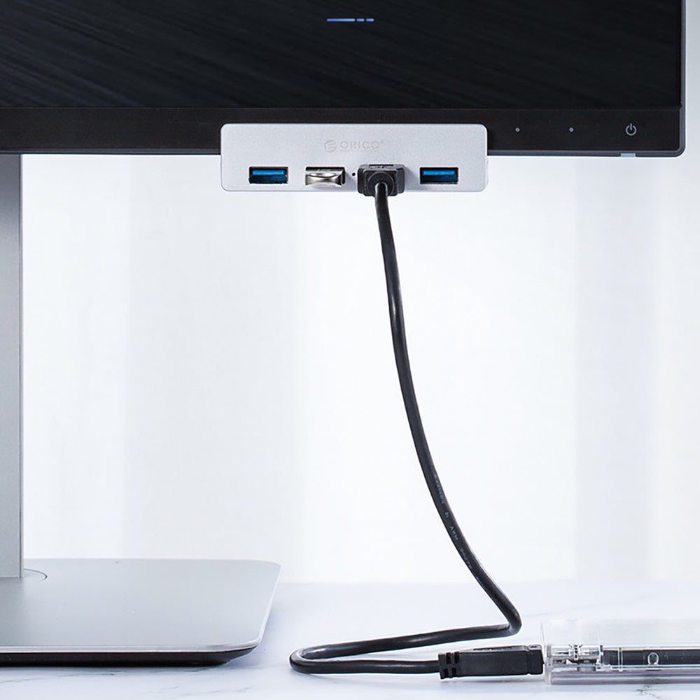 Orico MH4PU Hub Clamp-Mounted 4x USB-A 3.0 - Sølv