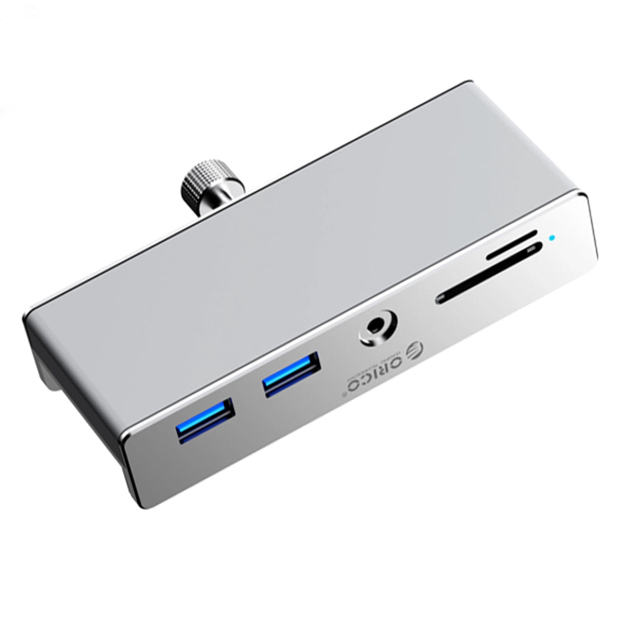 Orico MH5PMM Clamp-monteret Hub USB-C / 2x USB-A 3.0, + SD&TF + 3.5mm Audio - sort