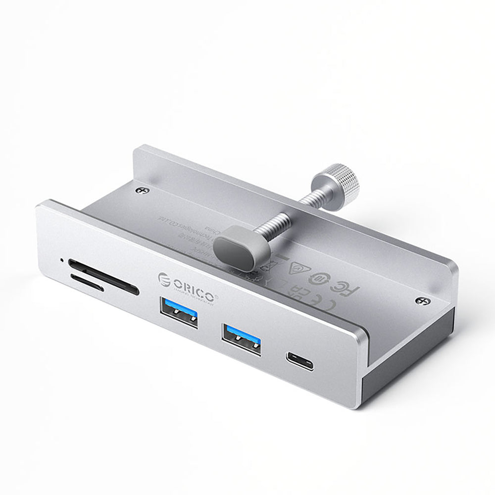 Orico MH5PC Hub Clamp-Mounted USB-C / 2x USB-A 3.2 + 1x USB-C 3.2 + 1x SD&TF - Sølv