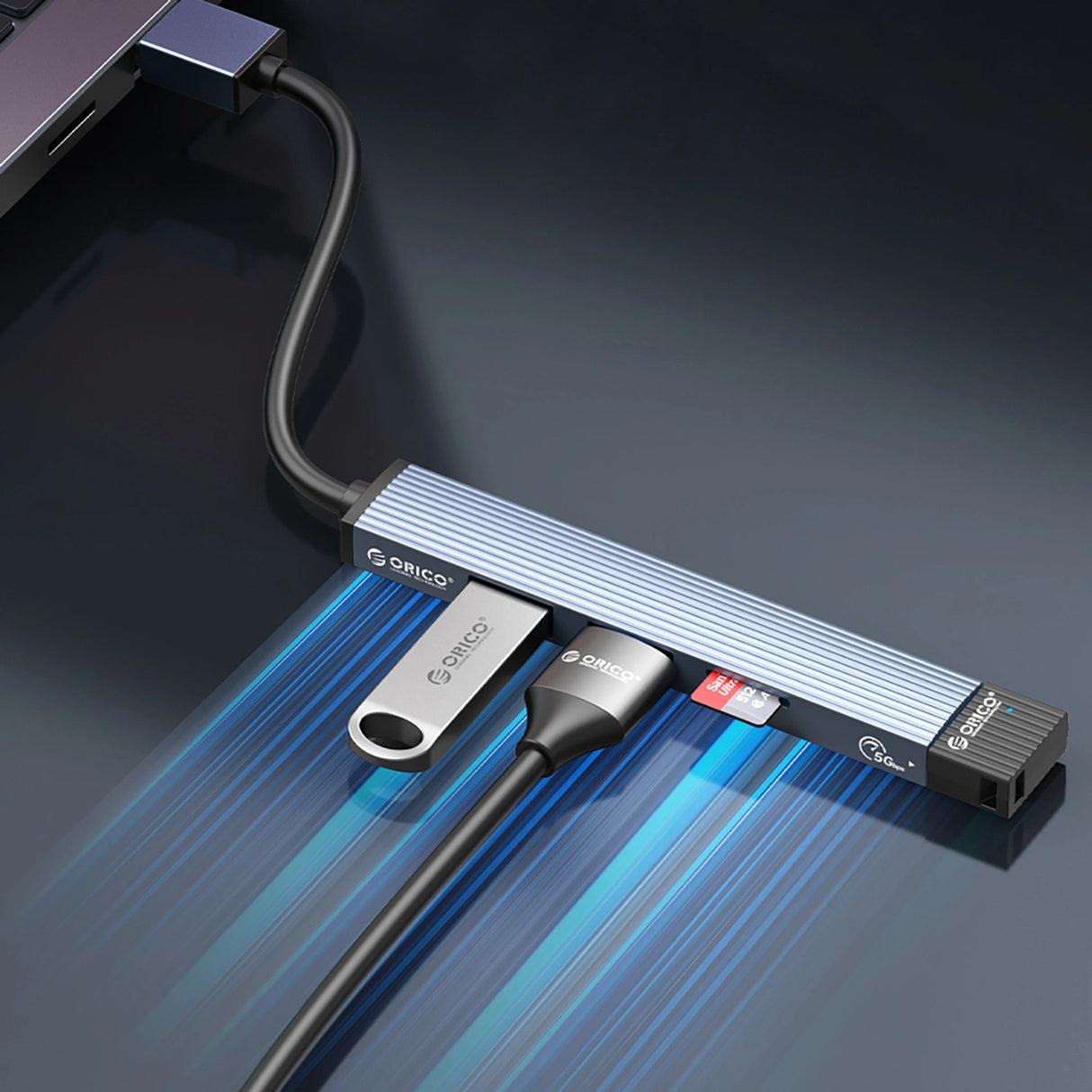 Orico AH-A13 USB-A Hub Docking Station 1x USB-A 3.0 + 3x USB-A 2.0 - Grå