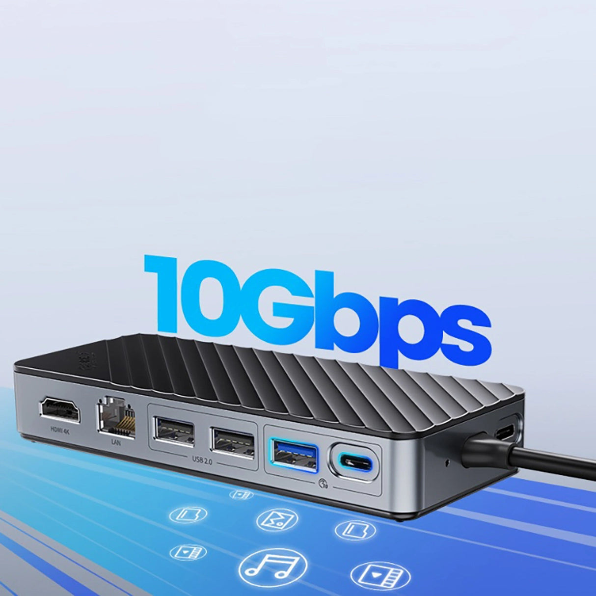 Orico OM28PR-G2 USB-C Docking Station med M.2 Drive Slot + 1 x USB-A 3.2 + 1x USB-C 3.2 + 2x USB-A 2.0 + 1x HDMI + 1x Ethernet - sort