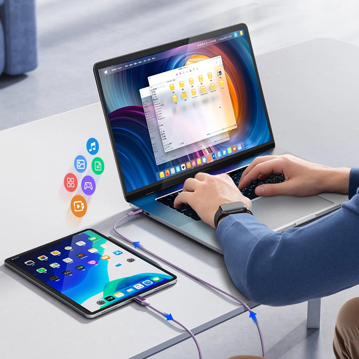 Orico CDX 60W 3A Power Delivery USB-C - USB-C 1m Kabel - Purple