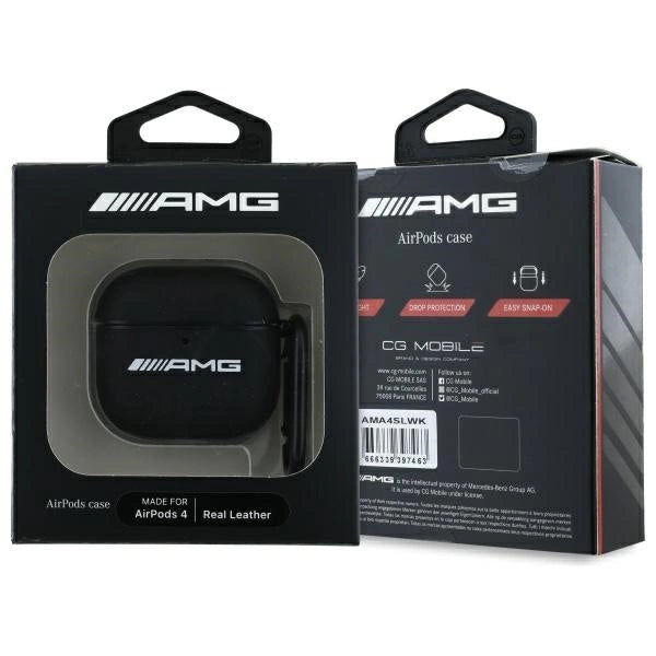 AMG læder hvid logo case til AirPods 4 - sort / hvid