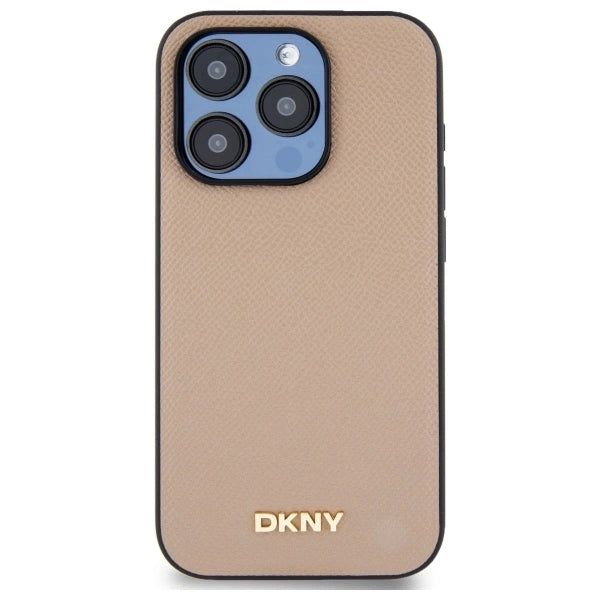 DKNY Grained Metal Logo MagSafe iPhone 15 Pro Max Case - Beige