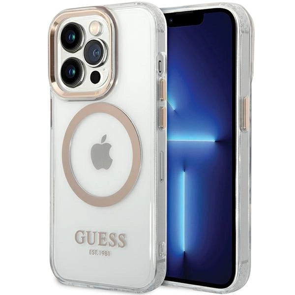 Guess Metal Outline Magsafe-kasse til iPhone 15 / 14 / 13 - guld
