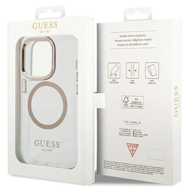 Guess Metal Outline Magsafe-kasse til iPhone 15 / 14 / 13 - guld