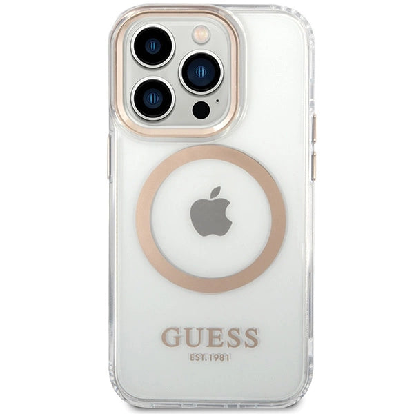 Guess Metal Outline Magsafe iPhone 15 Pro Max Case - Guld