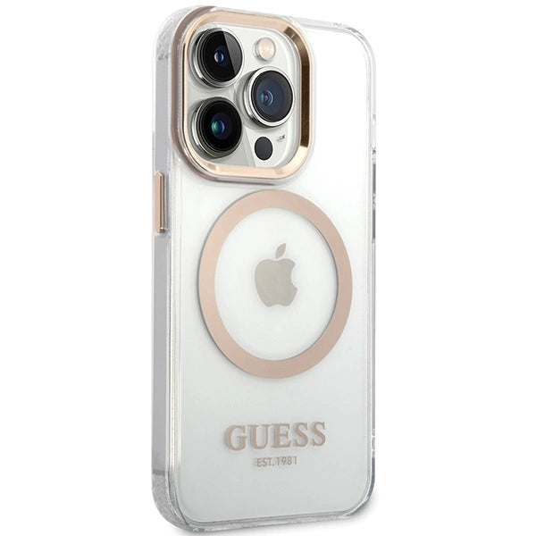 Guess Metal Outline Magsafe iPhone 15 Pro Max Case - Guld