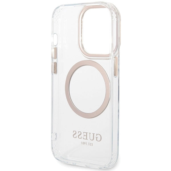 Guess Metal Outline Magsafe iPhone 15 Pro Max Case - Guld