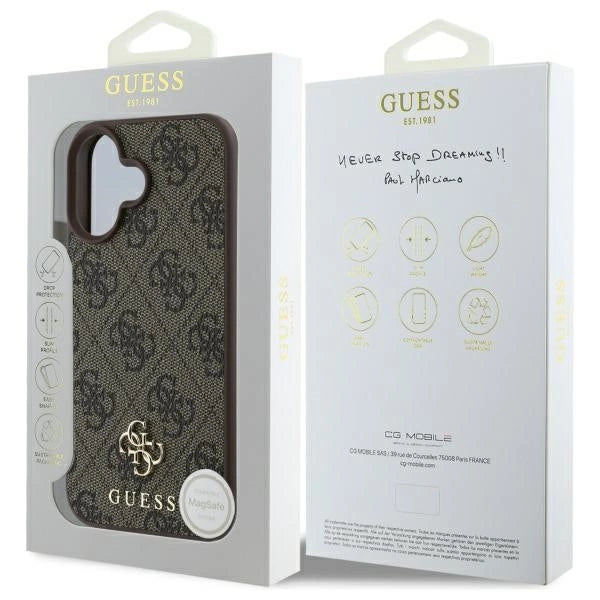 Guess 4G Small Classic MagSafe iPhone 16 Case - Brunt