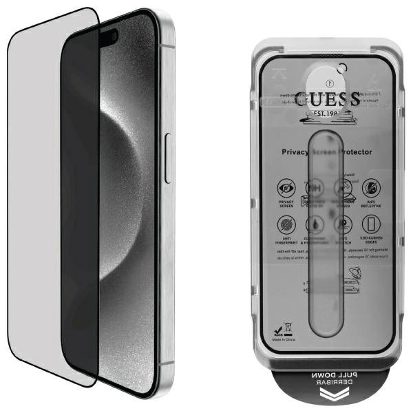 Guess Screen Protector Privacy 2.5D Outline hærdet glas til iPhone 16