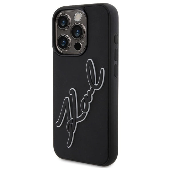 Karl Lagerfeld 3D Rubber Signature Case for iPhone 15 Pro - Black