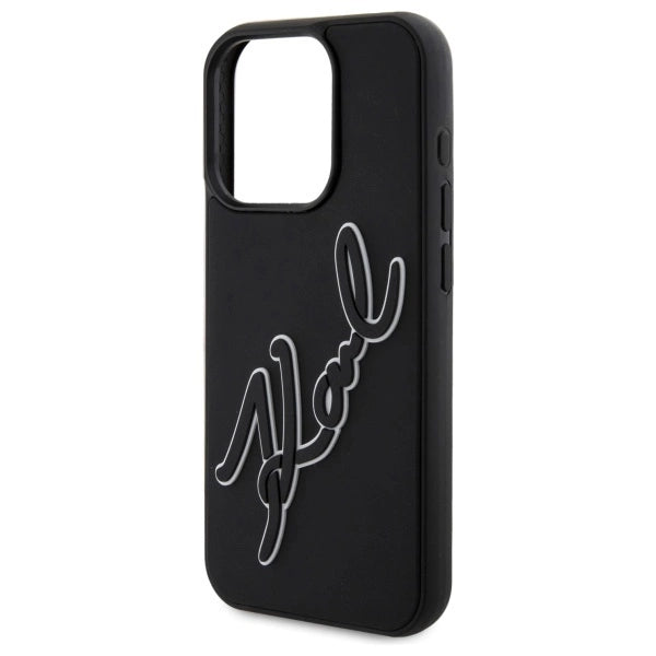 Karl Lagerfeld 3D Rubber Signature Case for iPhone 15 Pro - Black
