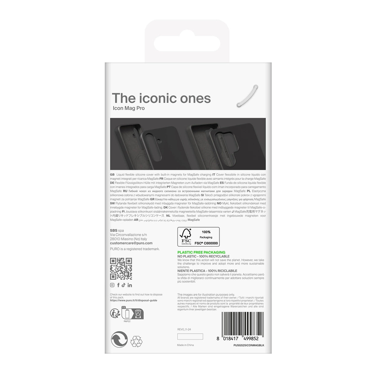 Puro Icon Mag Silicone Case with MagSafe for Samsung Galaxy S25 Ultra - Black