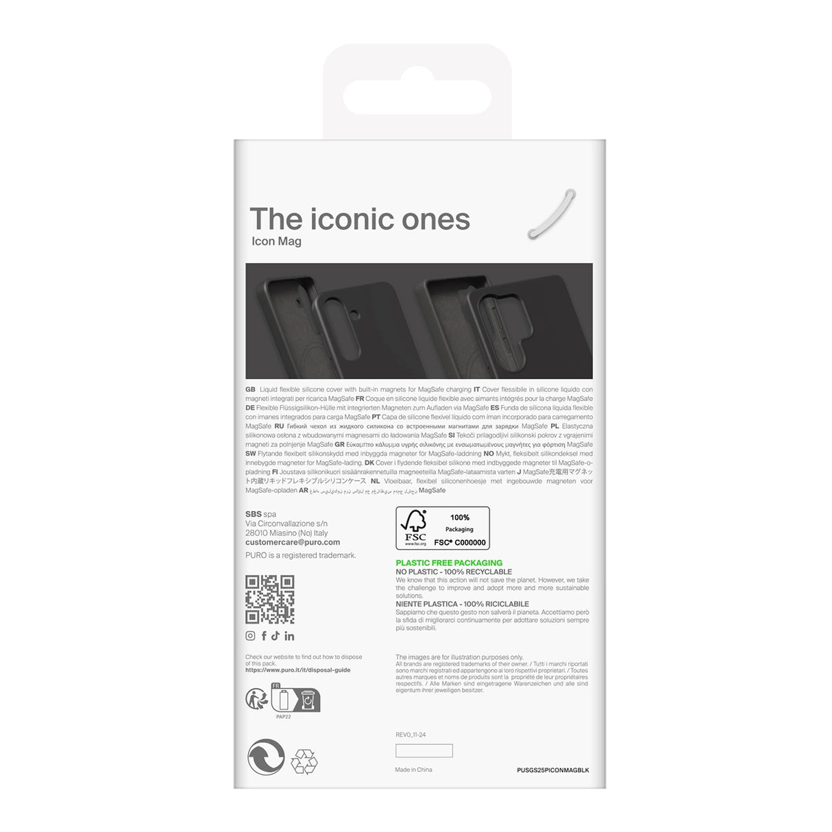 Puro Icon Mag Silicone Case with MagSafe for Samsung Galaxy S25+ - Black