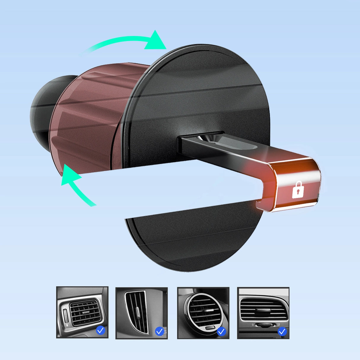 Dudao F2+ smartphone holder til luftventil, klemme - sort