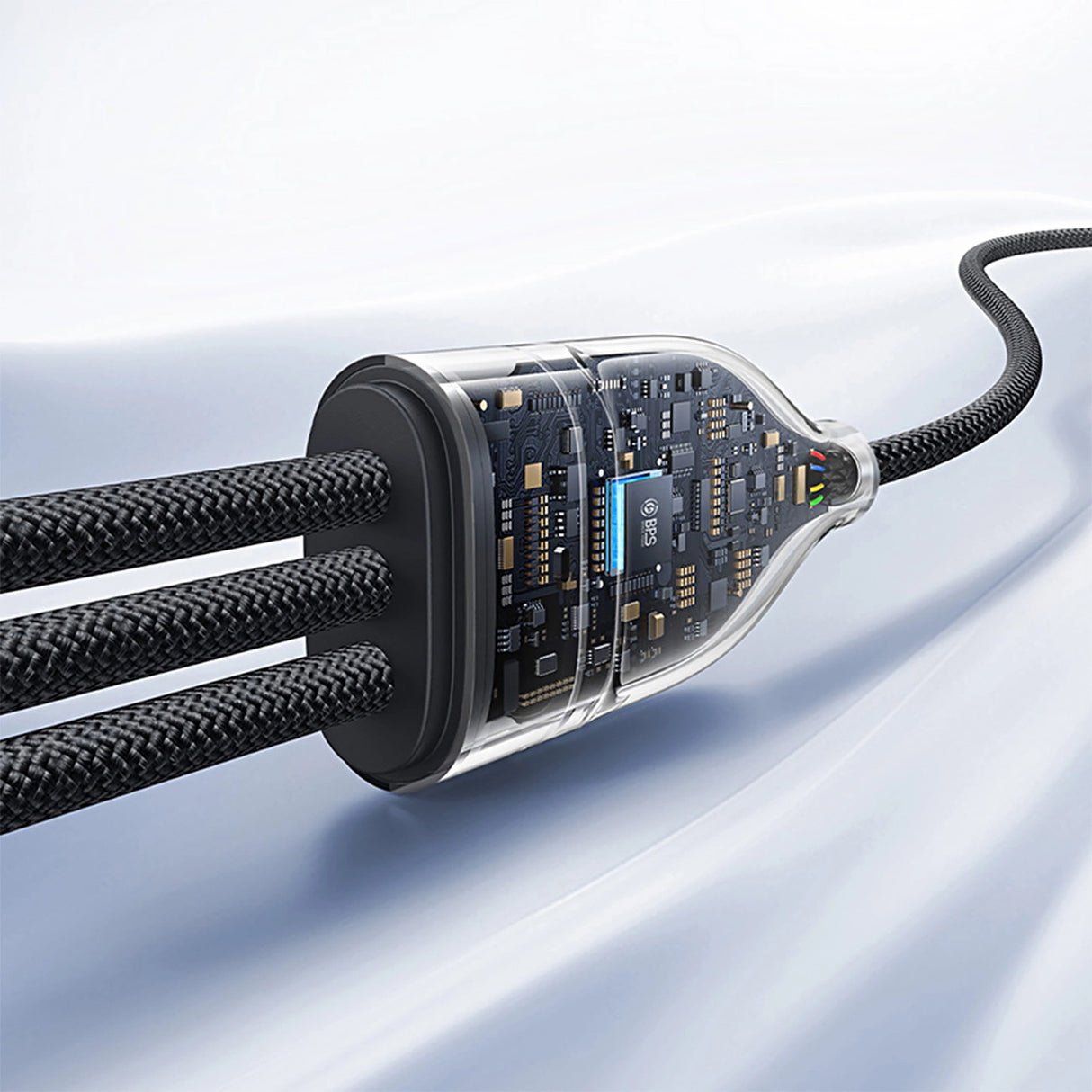 Baseus Flash Series 3 3in1 kabel 100W USB-C - USB-C + USB-C + Lightning 1,5 m + 3 x 0,25 m - sort