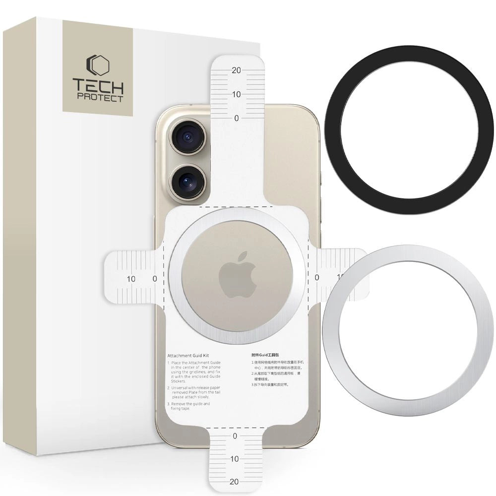 Tech-Protect MMP-110 2in1 Magnetisk Ring med MagSafe - Sølv-Sort