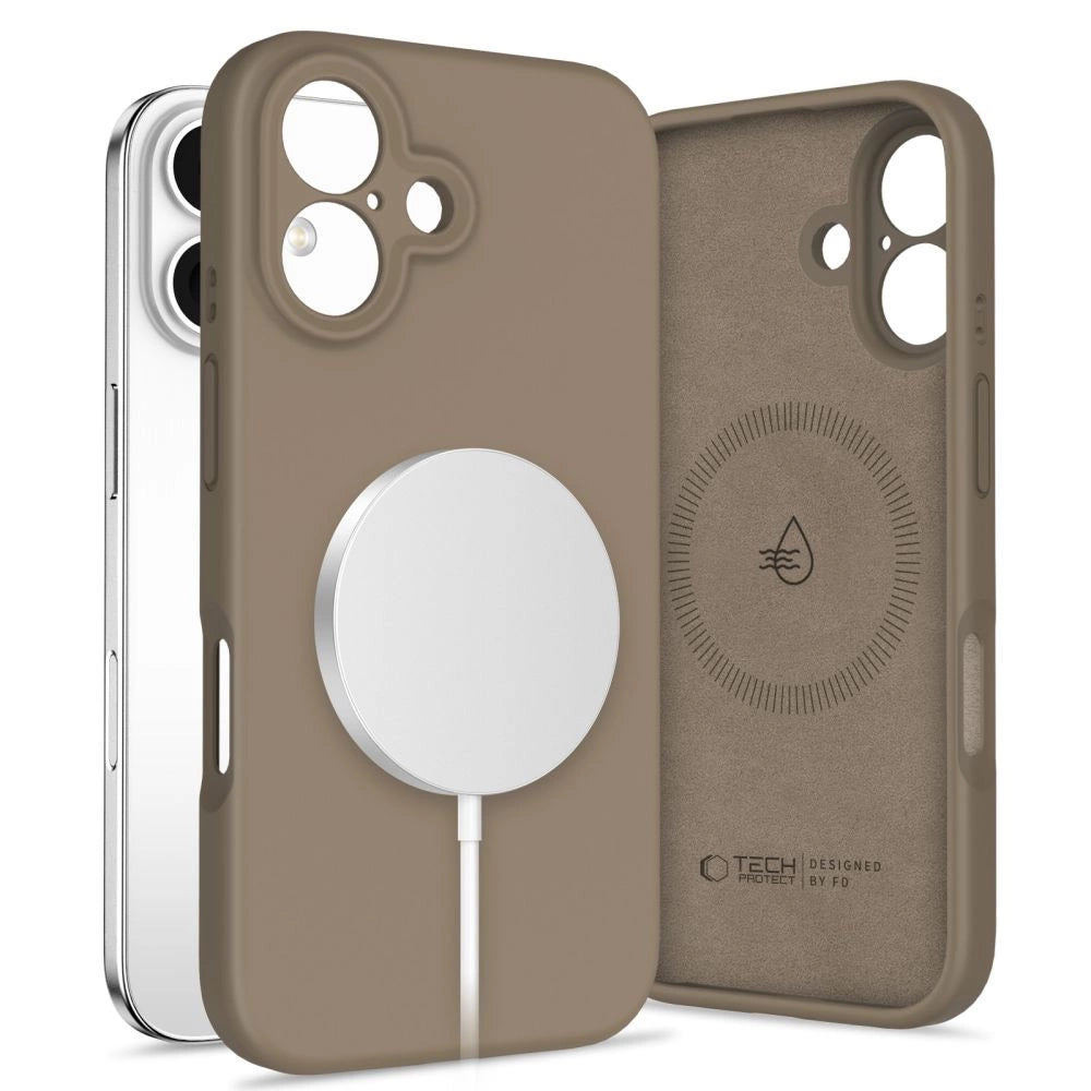 Tech-Protect flydende silikone MagSafe iPhone 16 Case - Brown